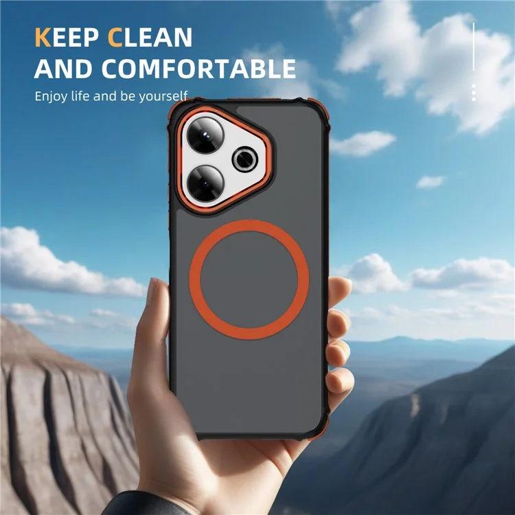 For Xiaomi Redmi 13 4G Case Compatible with MagSafe PC + TPU Skin Feeling Back Cover - Orange