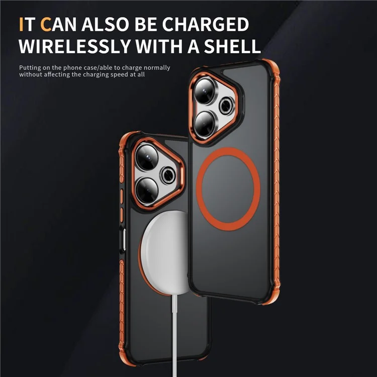 For Xiaomi Redmi 13 4G Case Compatible with MagSafe PC + TPU Skin Feeling Back Cover - Orange