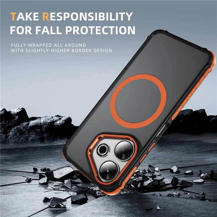 For Xiaomi Redmi 13 4G Case Compatible with MagSafe PC + TPU Skin Feeling Back Cover - Orange