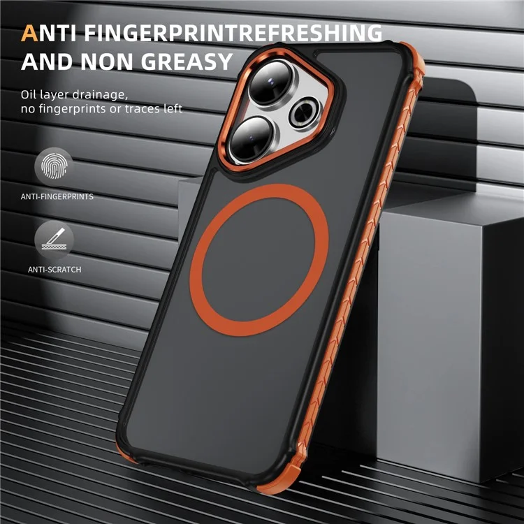 For Xiaomi Redmi 13 4G Case Compatible with MagSafe PC + TPU Skin Feeling Back Cover - Orange