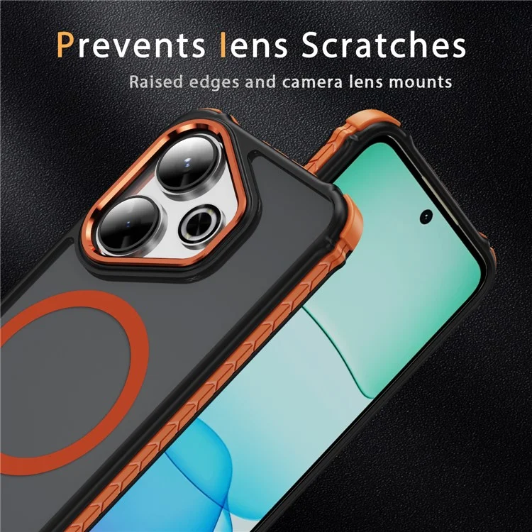 For Xiaomi Redmi 13 4G Case Compatible with MagSafe PC + TPU Skin Feeling Back Cover - Orange