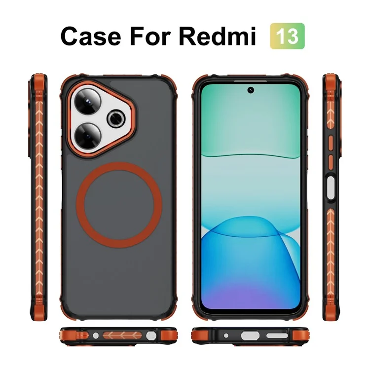 For Xiaomi Redmi 13 4G Case Compatible with MagSafe PC + TPU Skin Feeling Back Cover - Orange