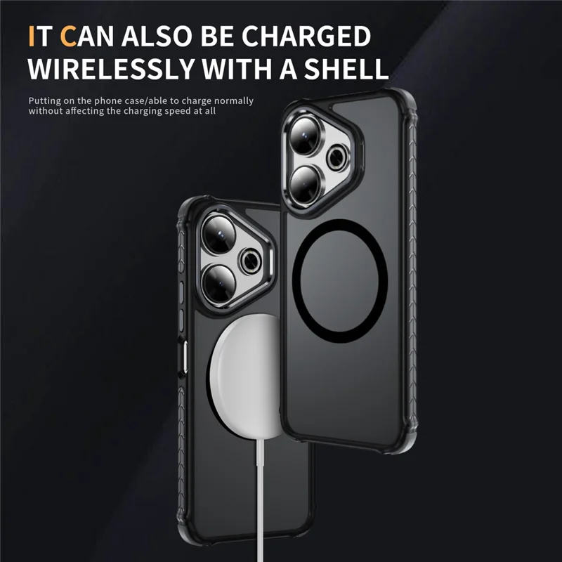 For Xiaomi Redmi 13 4G Magnetic Case PC + TPU Skin Feeling Back Cover - Black