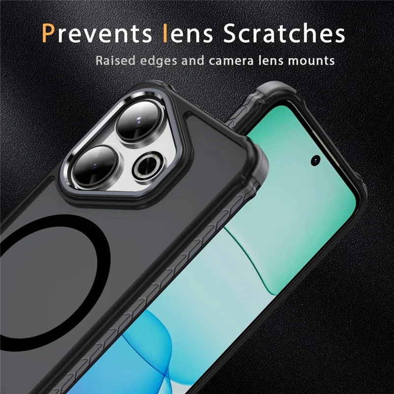 For Xiaomi Redmi 13 4G Magnetic Case PC + TPU Skin Feeling Back Cover - Black