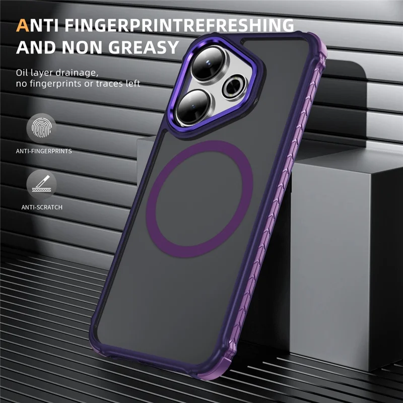 For Xiaomi Redmi 13 4G Case Compatible with MagSafe PC + TPU Skin Feeling Back Cover - Purple