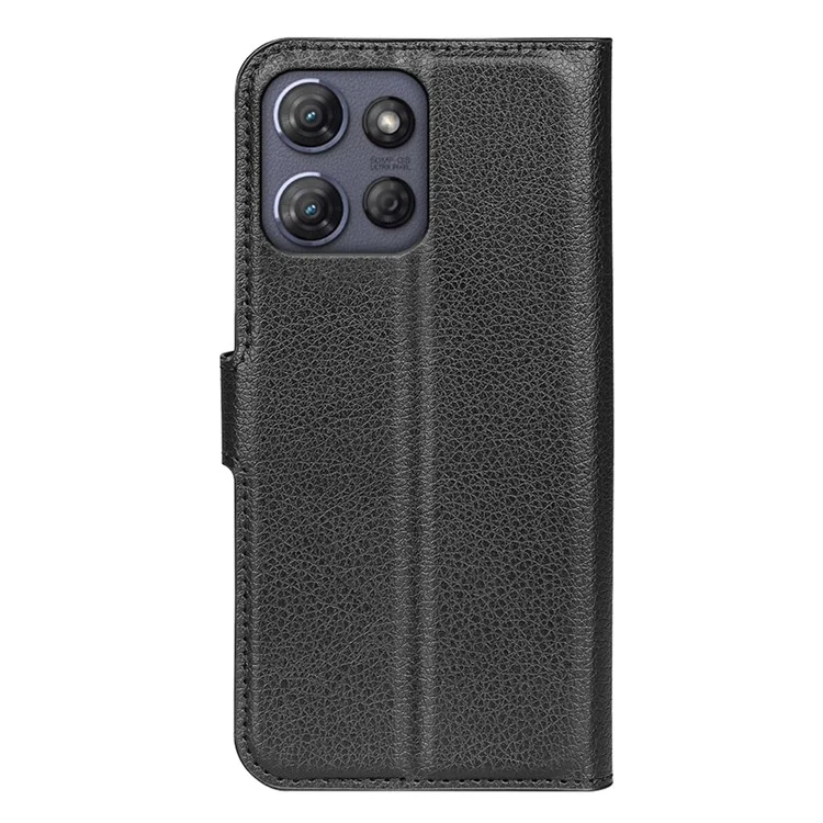 Funda de piel tipo textura de cuero con billetera para Motorola Moto G Power (2025), resistente a golpes - Negro