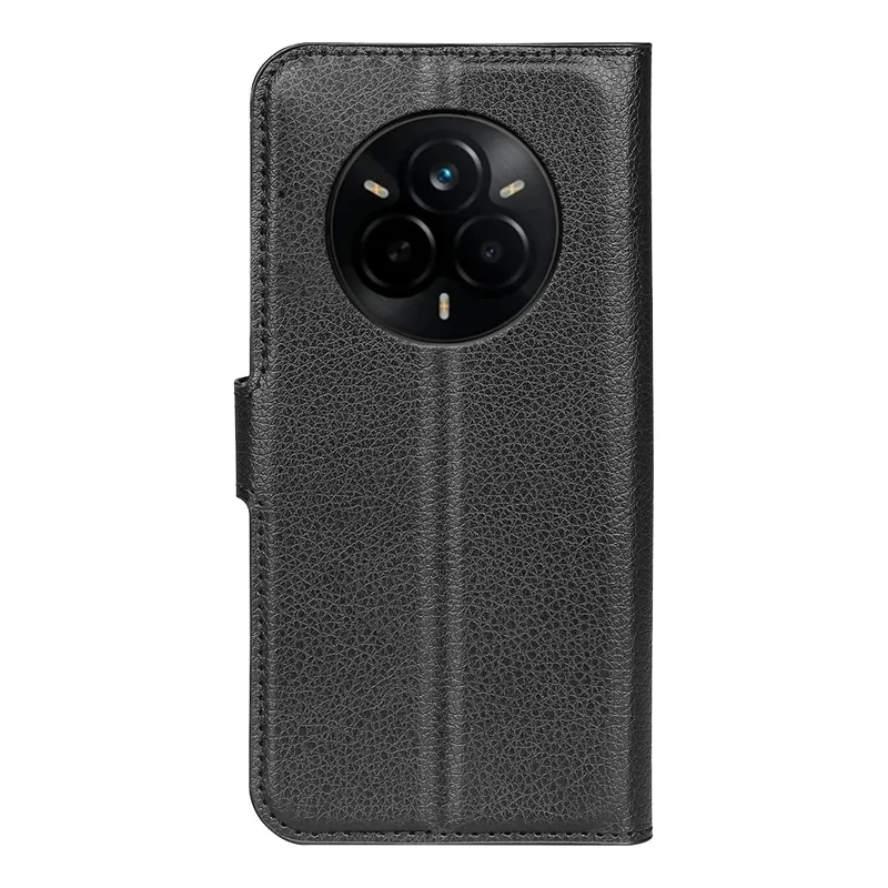 Futera na Realme 14 Pro 5G, etui portfelik z udramęteksturą litchi, odporno na wstrząsy, z kieszenią na karty - Czarny
