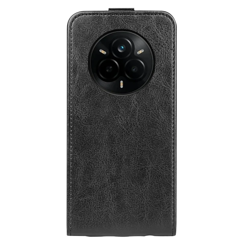 Voor Realme 14 Pro 5G hoesje met kaartsleuven verticaal klaphoesje van lederen telefoonhoes - Zwart