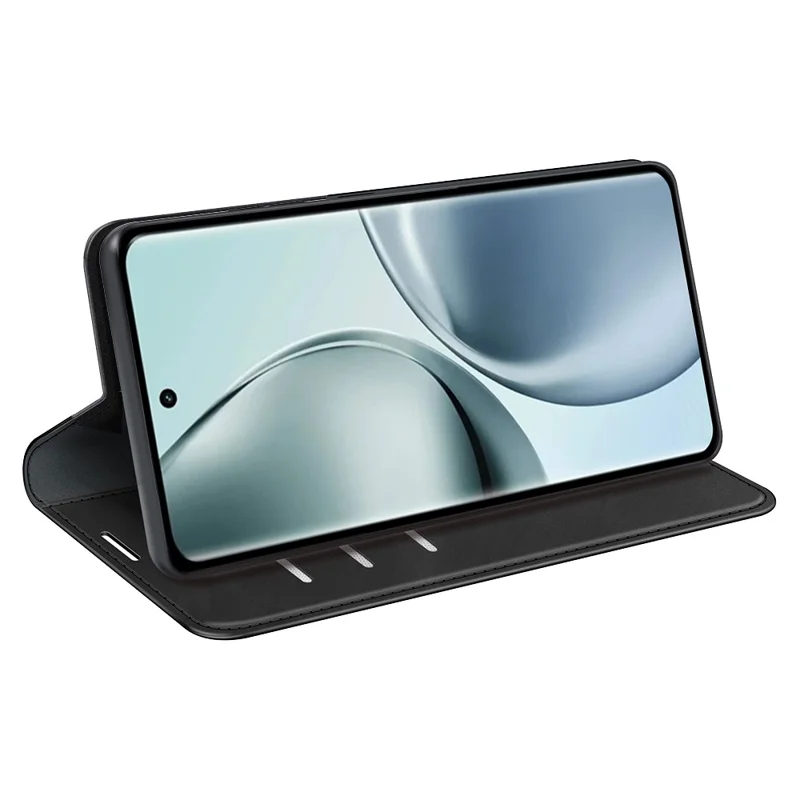 Realme 14 Pro 5G hoesje met softtouch lederen portemonneebehuizing - Zwart