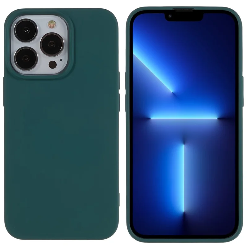 For iPhone 13 Pro Max 6.7 inch Flexible TPU Phone Case 2.0mm Drop-proof Back Cover - Midnight Green