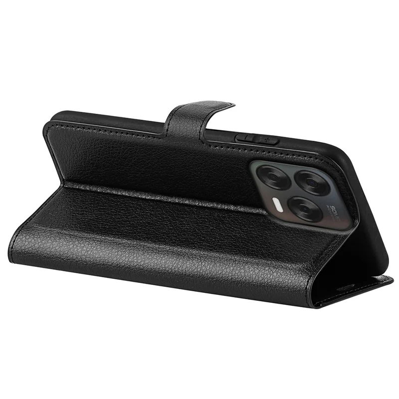 For ZTE Blade V70 Vita Case Litchi Texture Shockproof Leather Wallet Phone Cover - Black