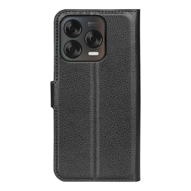 For ZTE Blade V70 Vita Case Litchi Texture Shockproof Leather Wallet Phone Cover - Black