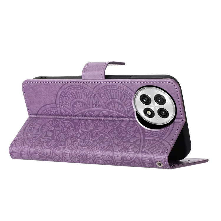 Funda tipo cartera con estampado de mariposa floral para OnePlus 13, con tapa de cuero y correa - Morado