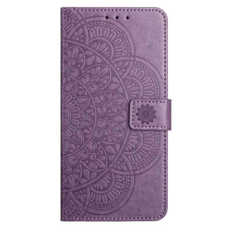 Funda tipo cartera con estampado de mariposa floral para OnePlus 13, con tapa de cuero y correa - Morado