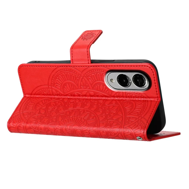 Cover a portafoglio per Samsung Galaxy S25 Edge con Farfalle e Fiori Stampati in Pelle con Cinturino - Rosso