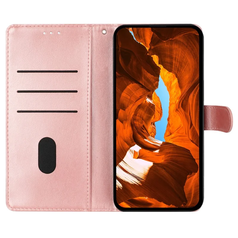 For Samsung Galaxy S25 Edge Wallet Phone Case Butterfly Floral Imprint Leather Flip Cover with Strap - Rose Gold