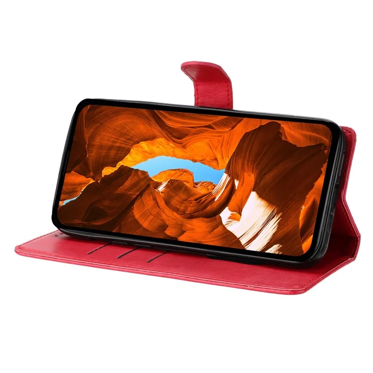 For OnePlus 13 Wallet Phone Case Butterfly Floral Imprint Leather Flip Cover with Strap - Red