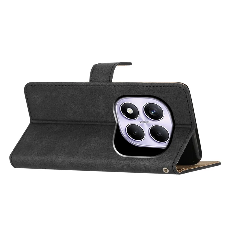 Per Xiaomi Redmi Note 14 Pro 4G Cover a Portafoglio con Linee Impresse, Pelle Effetto Soft-Touch, Custodia Protettiva a Libro - Nero
