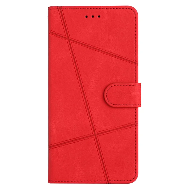 For Xiaomi Redmi Note 14 Pro 4G Wallet Case Line Imprinted Skin-Touch Leather Flip Phone Cover - Red
