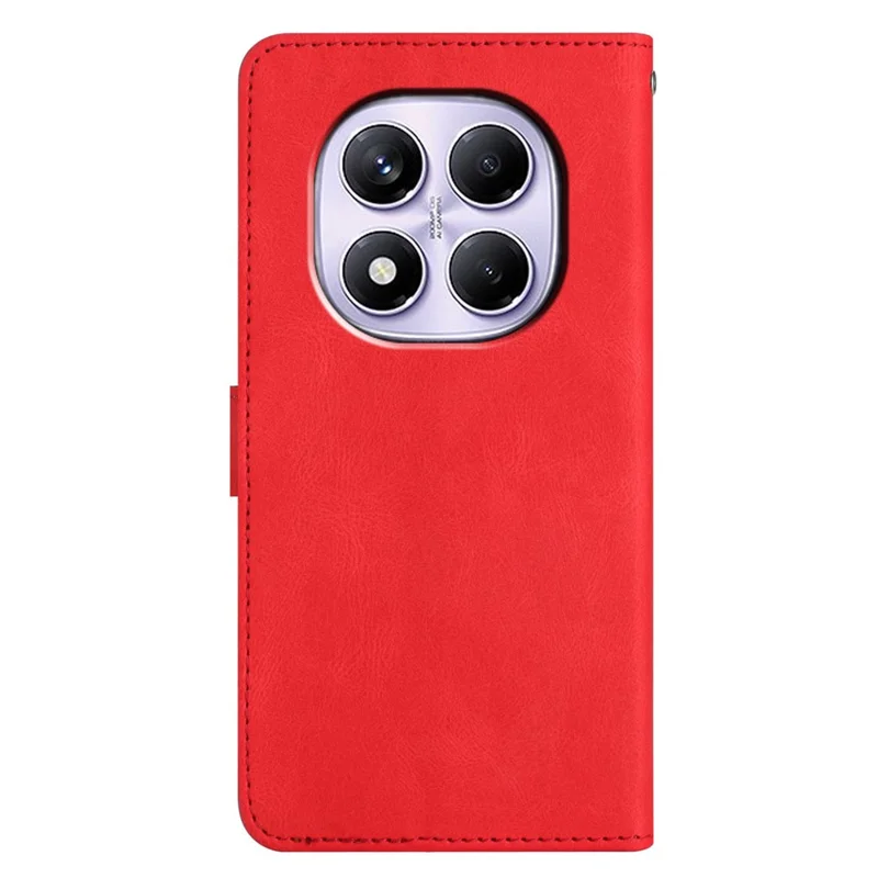 For Xiaomi Redmi Note 14 Pro 4G Wallet Case Line Imprinted Skin-Touch Leather Flip Phone Cover - Red