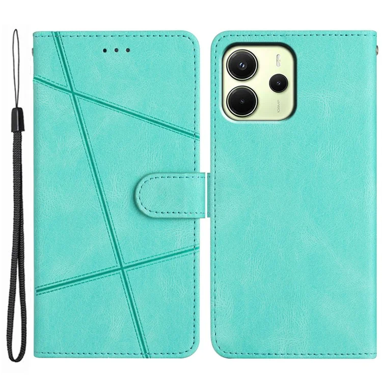 Pour Xiaomi Redmi Note 14 4G (163,25x76,55x8,16 mm) Étui Portefeuille Ligné Effet Peau Antidérapant Anti-Chute en Cuir Rabattable pour Téléphone - Vert