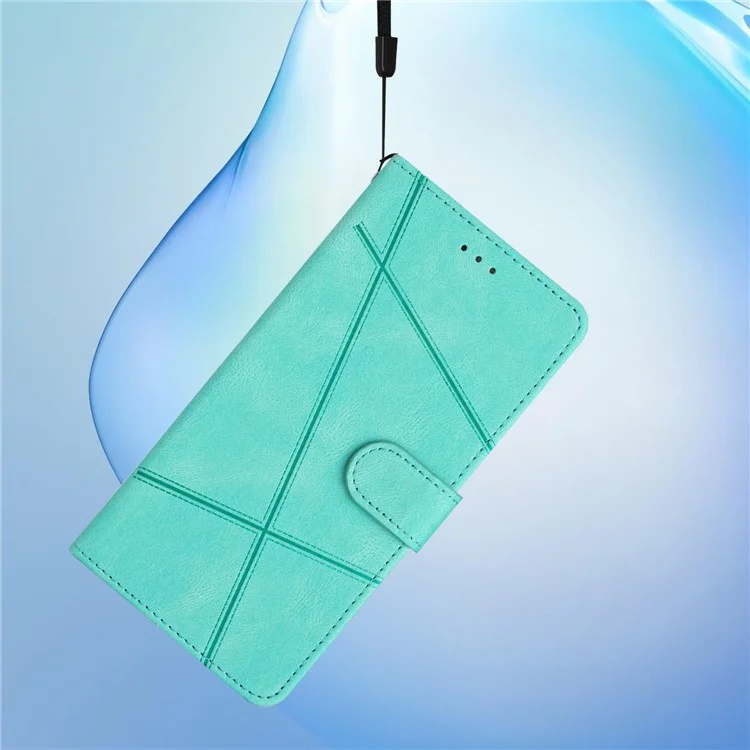 Pour Xiaomi Redmi Note 14 4G (163,25x76,55x8,16 mm) Étui Portefeuille Ligné Effet Peau Antidérapant Anti-Chute en Cuir Rabattable pour Téléphone - Vert