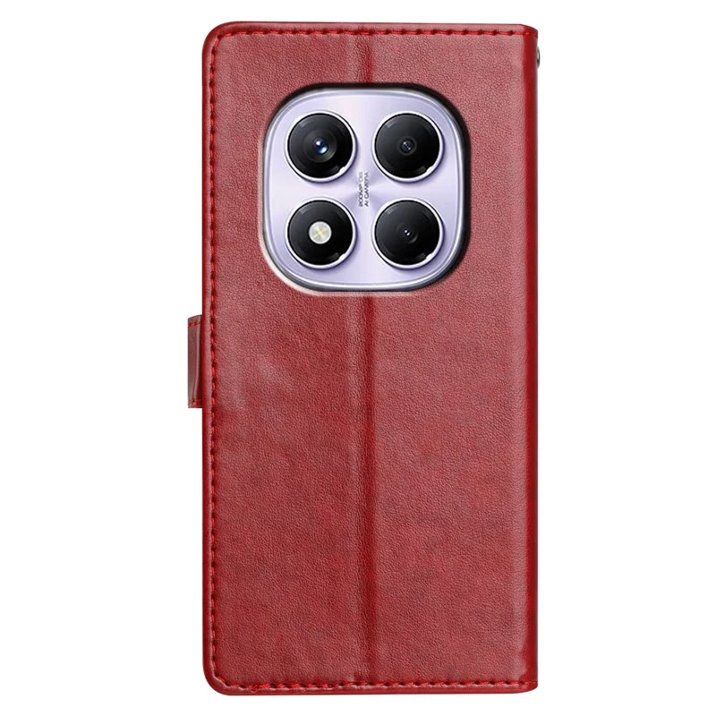 For Xiaomi Redmi Note 14 Pro 4G Leather Case Wallet Stand Phone Cover with Handy Strap - Red