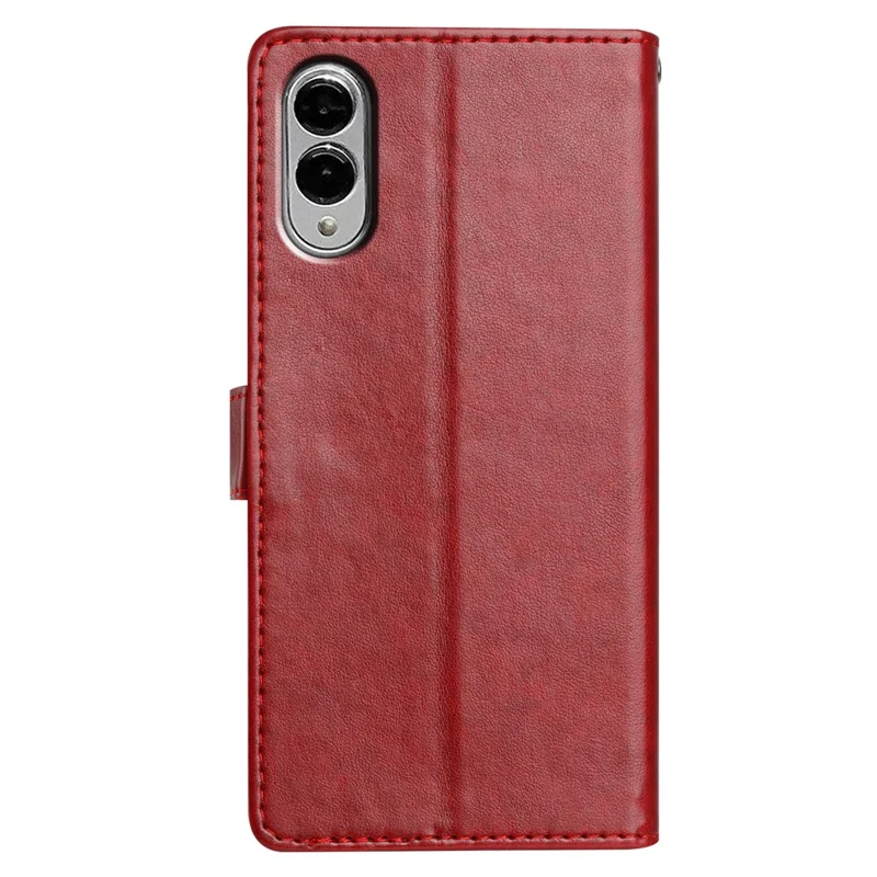 Capa de Couro Carteira para Samsung Galaxy S25 Edge com Suporte e Alça - Vermelho