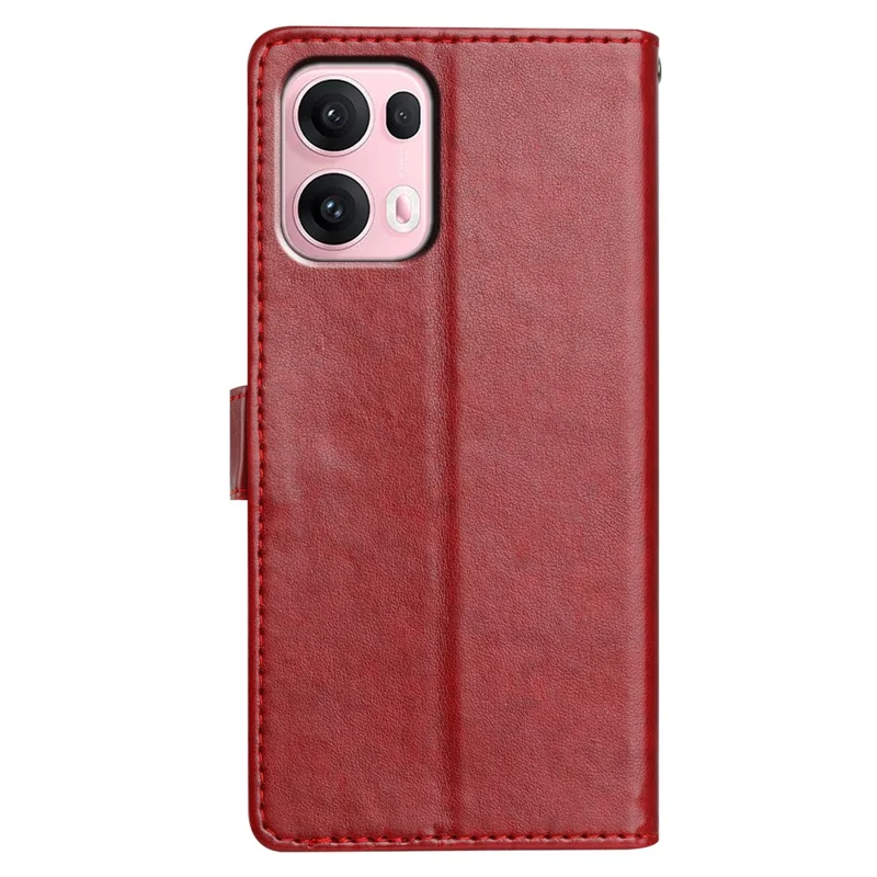 Cover a portafoglio in pelle per Oppo Reno13 Pro 5G con supporto e cinturino - Rosso