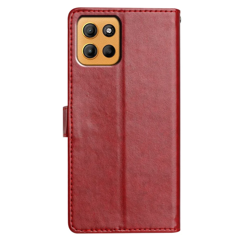 Funda de Cuero Tipo Cartera con Soporte y Correa para Motorola Moto G15 4G - Rojo