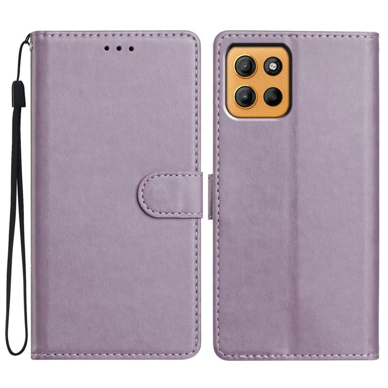 Pour Motorola Moto G15 4G Étui en Cuir avec Portefeuille et Support de Téléphone avec Dragonne - Violet