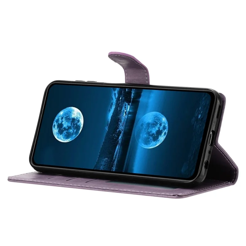 Pour Motorola Moto G15 4G Étui en Cuir avec Portefeuille et Support de Téléphone avec Dragonne - Violet