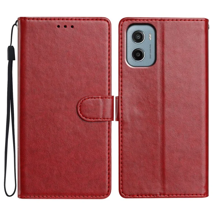 Cover a portafoglio in pelle per Motorola Moto E15 4G con supporto e cinturino - Rosso