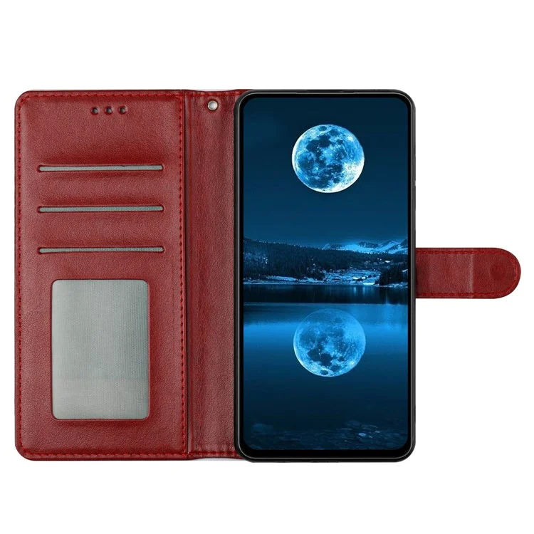Cover a portafoglio in pelle per Motorola Moto E15 4G con supporto e cinturino - Rosso