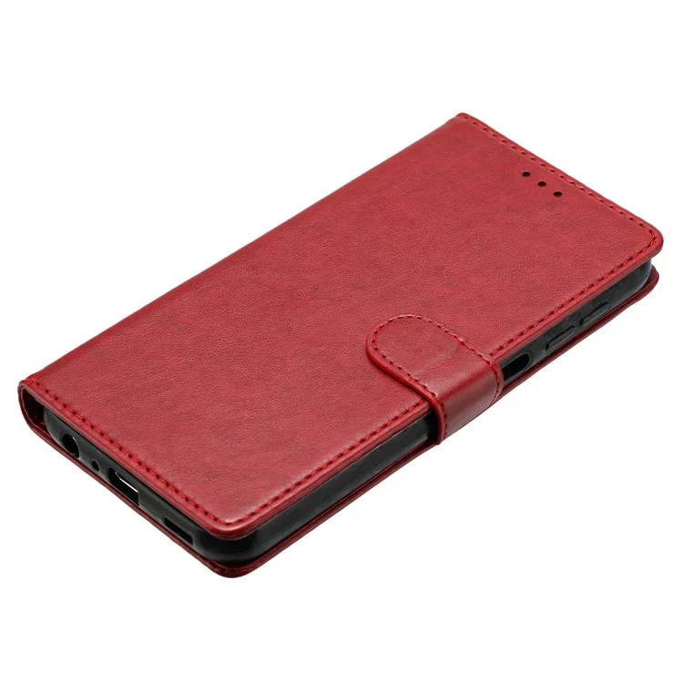 Cover a portafoglio in pelle per Motorola Moto E15 4G con supporto e cinturino - Rosso