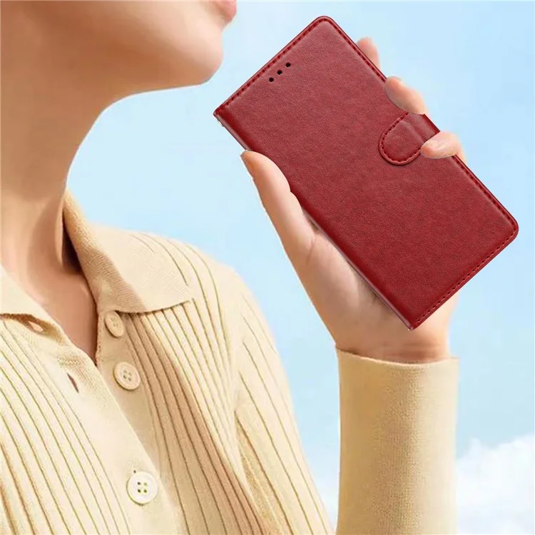 Cover a portafoglio in pelle per Motorola Moto E15 4G con supporto e cinturino - Rosso