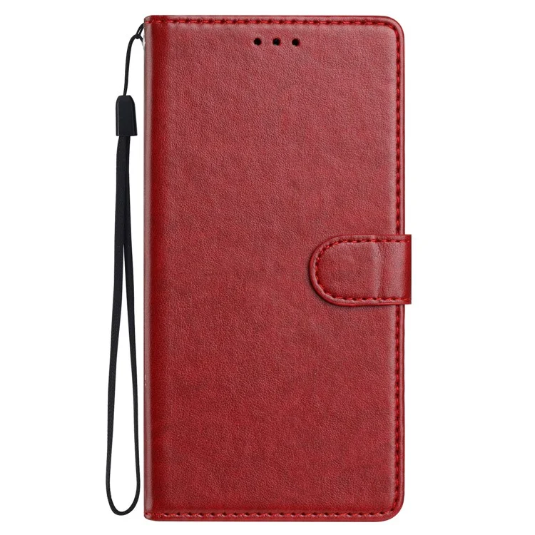 Cover a portafoglio in pelle per Motorola Moto E15 4G con supporto e cinturino - Rosso
