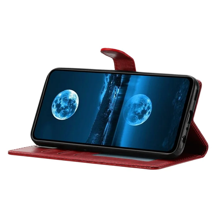 For Honor Magic7 Pro 5G Leather Case Wallet Stand Phone Cover with Handy Strap - Red