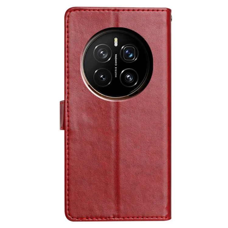 For Honor Magic7 Pro 5G Leather Case Wallet Stand Phone Cover with Handy Strap - Red
