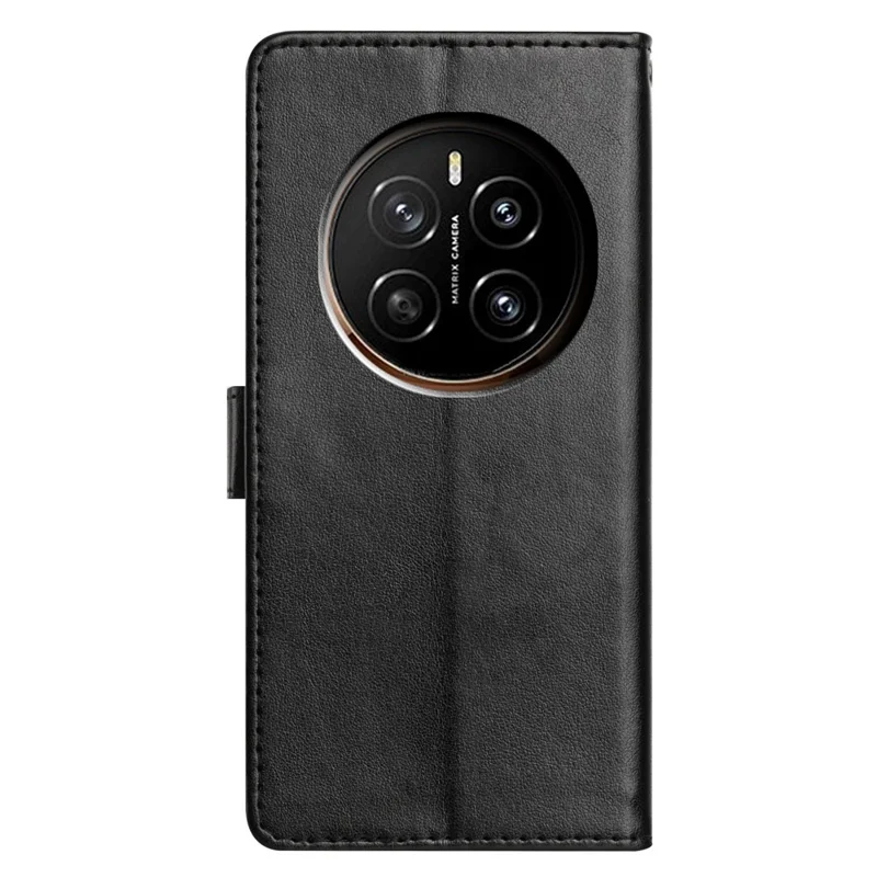 For Honor Magic7 5G Leather Case Wallet Stand Phone Cover with Handy Strap - Black