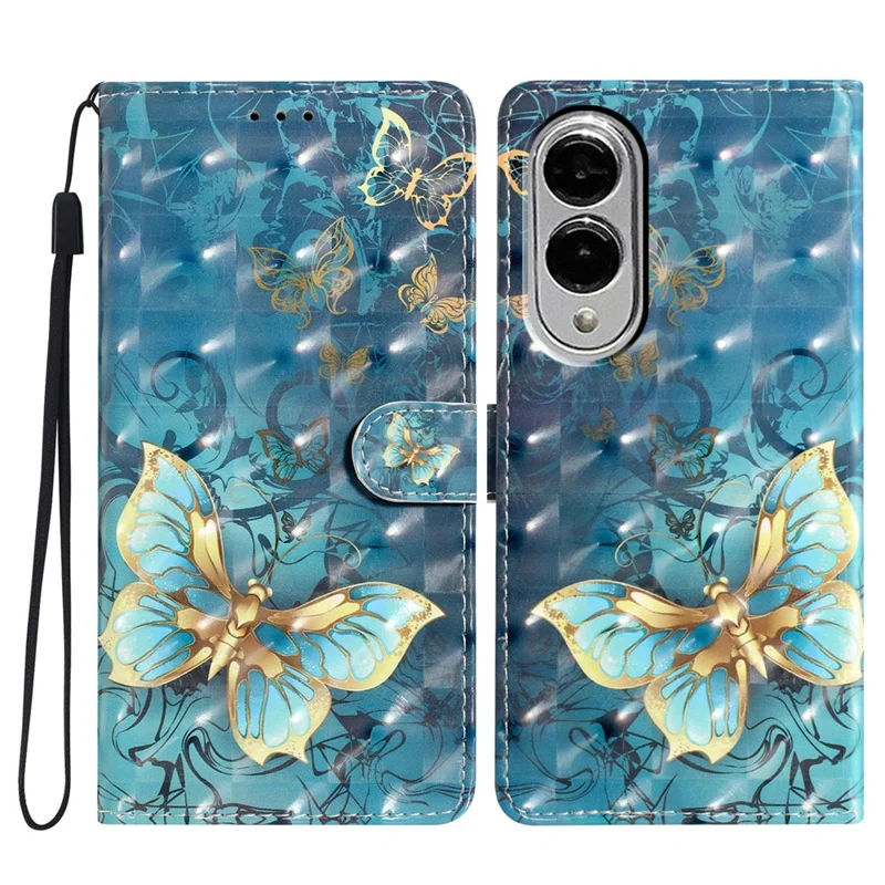 For Samsung Galaxy S25 Edge Case PU Leather Wallet Phone Cover 3D Pattern Printing - Butterfly