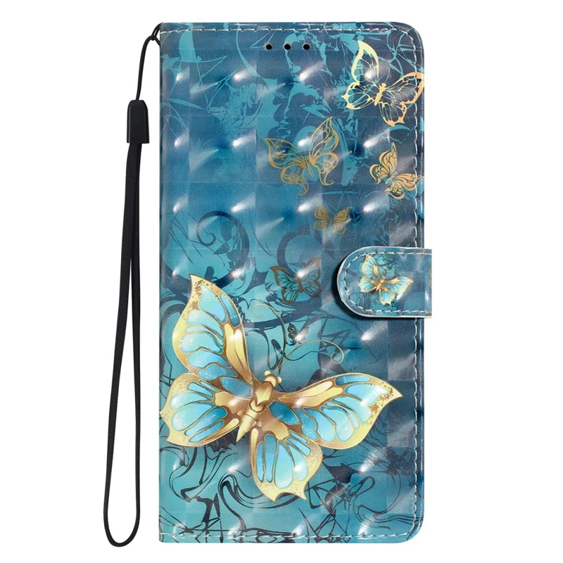 For Samsung Galaxy S25 Edge Case PU Leather Wallet Phone Cover 3D Pattern Printing - Butterfly