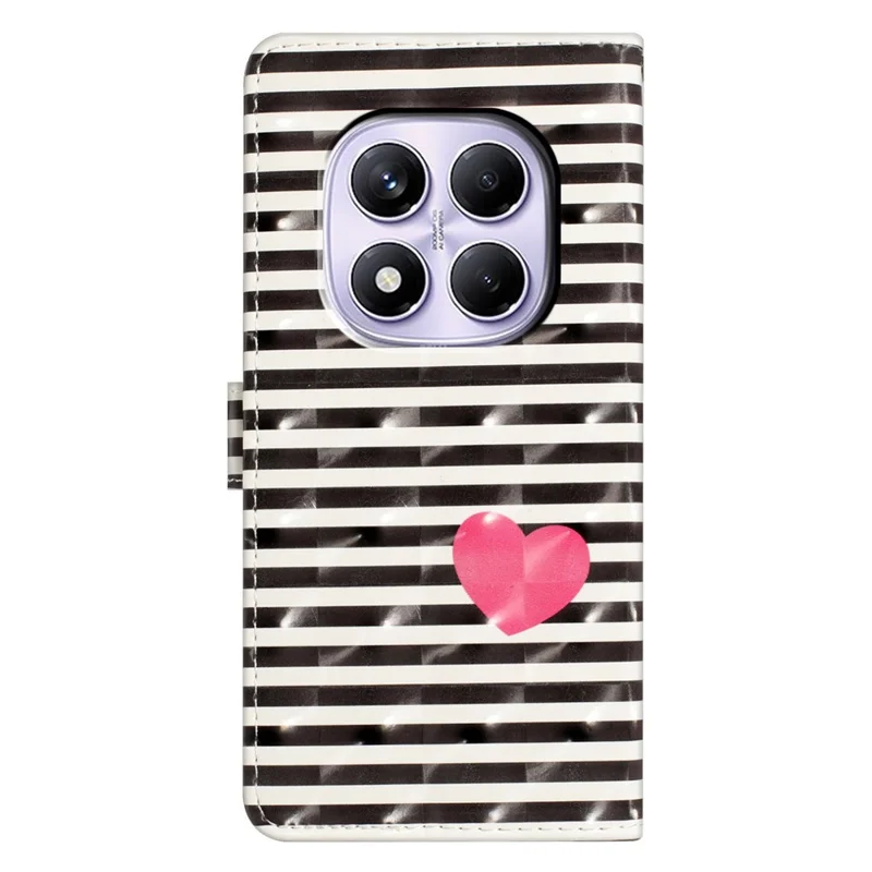 For Xiaomi Redmi Note 14 Pro 4G Case PU Leather Wallet Phone Cover 3D Pattern Printing - Stripes  /  Heart