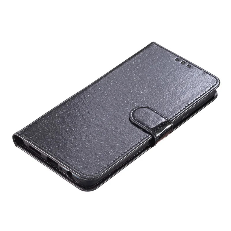 For Xiaomi Redmi Note 14 Pro 4G Wallet Case Glitter Anti-Scratch Leather Phone Cover Stand - Black