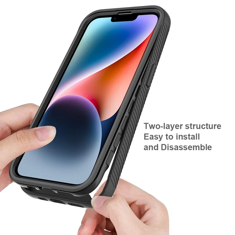 For iPhone 16e Hoesje Anti-val 2-in-1 PC + TPU Telefoonhoes - Zwart