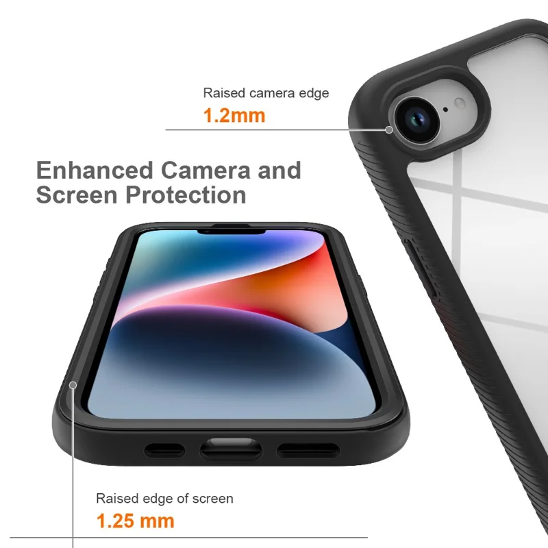 For iPhone 16e Hoesje Anti-val 2-in-1 PC + TPU Telefoonhoes - Zwart