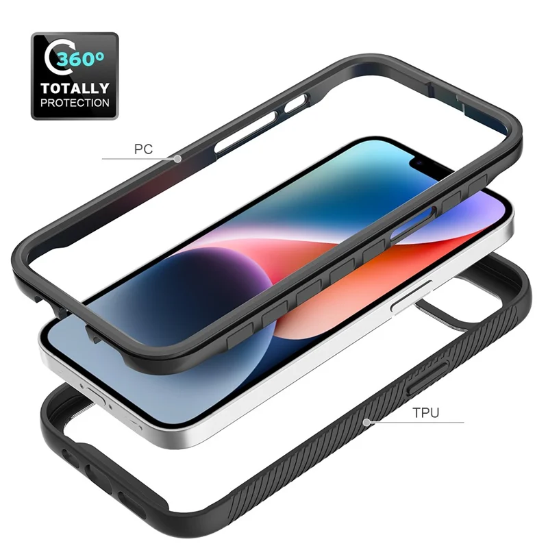 For iPhone 16e Hoesje Anti-val 2-in-1 PC + TPU Telefoonhoes - Zwart