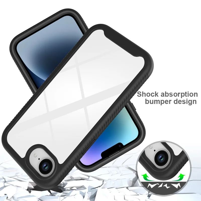For iPhone 16e Hoesje Anti-val 2-in-1 PC + TPU Telefoonhoes - Zwart