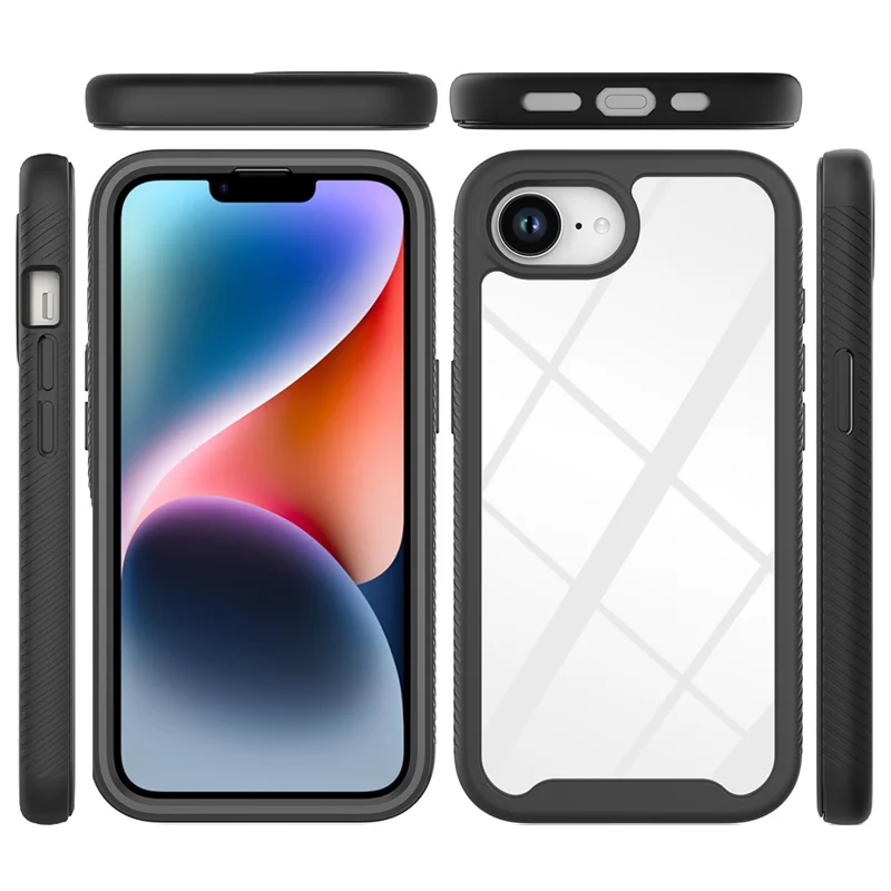 For iPhone 16e Hoesje Anti-val 2-in-1 PC + TPU Telefoonhoes - Zwart