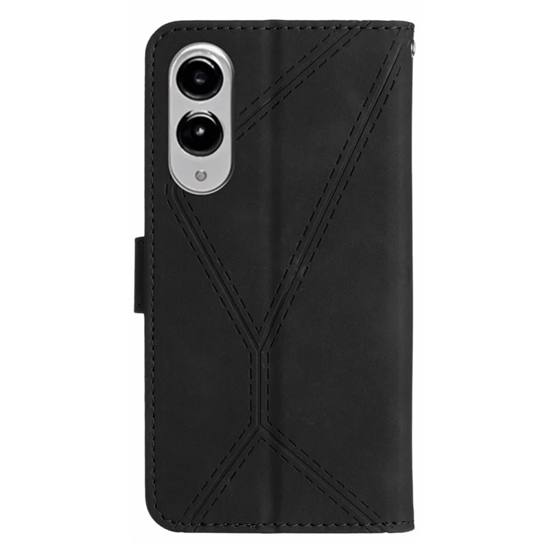 Cover a libro in pelle PU per Samsung Galaxy S25 Edge con linee stampate - Nero